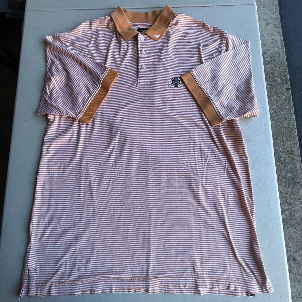 Ahead Medinah Country Club XL Polo Orange Stripe 100% Mercerized Cotton Preppy